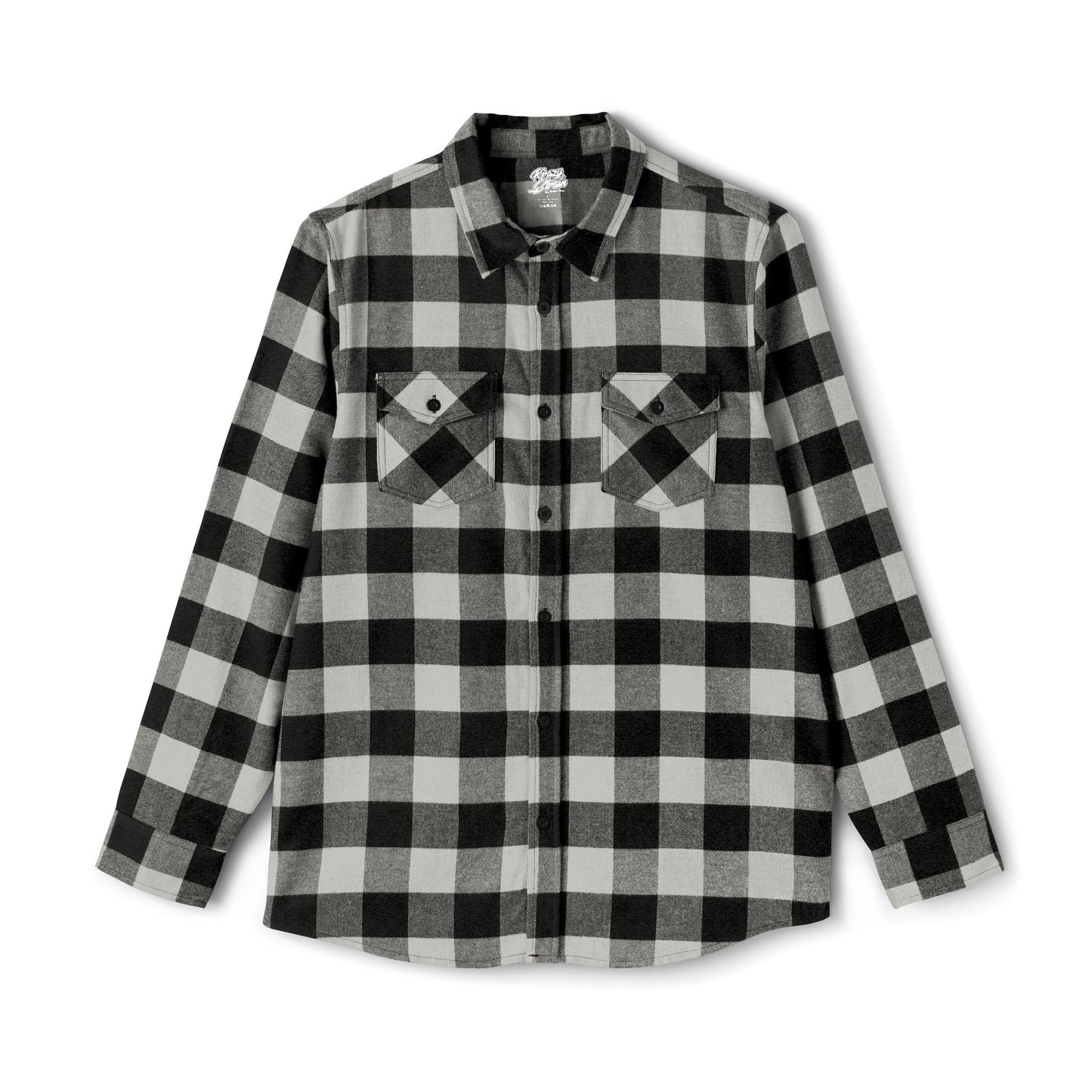 KS Black & Heather Grey Plaid Flannel Shirt